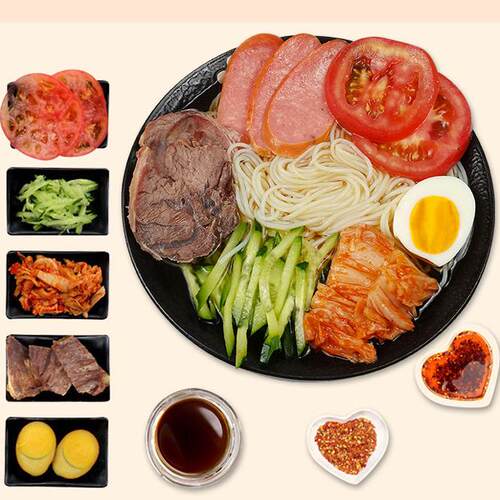 东北朝鲜正宗大冷面330g/袋装3包料延吉大妈酸甜凉面条烤冷面外卖 - 图0