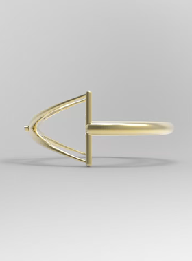 原创设计纯银戒指线条不规则几何拼接圆珠转动戒指女士小众设计