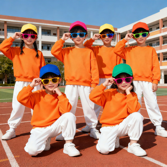 元旦黄色上衣白色裤子套装幼儿园中小学生运动会多巴胺儿童演出服