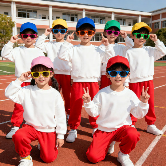 元旦黄色上衣白色裤子套装幼儿园中小学生运动会多巴胺儿童演出服