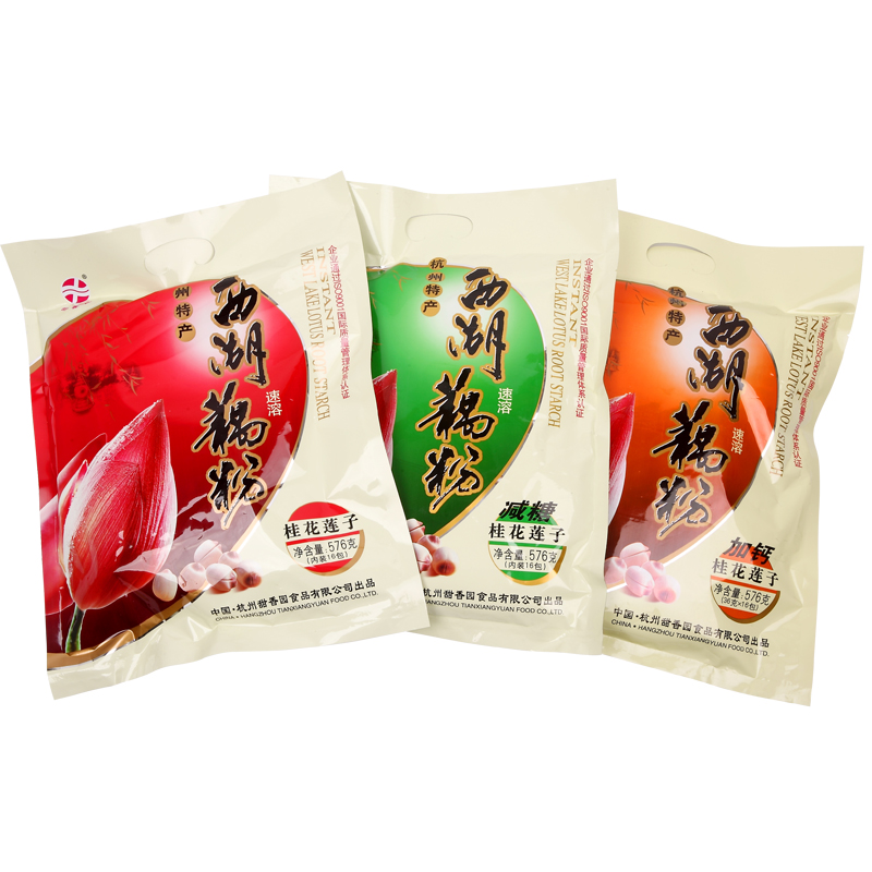 特价正品杭州特产甜香园正品西湖藕粉桂花莲子低糖莲藕粉576g - 图2