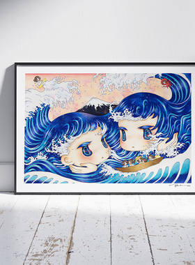 金田涼子版画蓝色艺术客厅