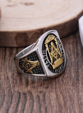 光明会全视之眼钛钢复古戒指