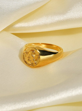 欧美INS风18K金天使丘比特戒