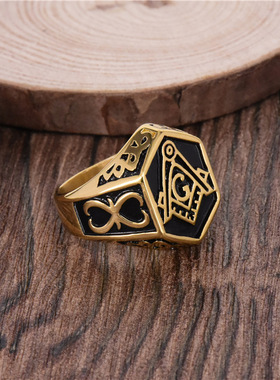 欧美光明会全视之眼钛钢戒指男