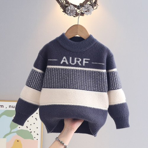 男童毛线衣秋冬加厚儿童毛衣2025冬季新款韩国绒男孩针织衣服毛衫 - 图3