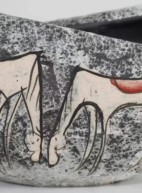 新中式中古诧寂风陶瓷水墨绘画花瓶摆件家居软装饰品插花花器摆设