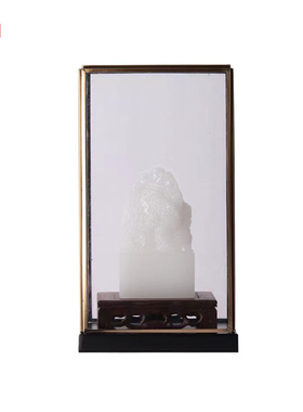 新中式玻璃罩子琉璃玉玺印章摆件家居软装饰品样板间书房博古摆设