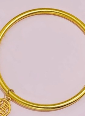 古法传承手镯女仿真黄金正品实心越南沙金素圈不掉色福牌手链