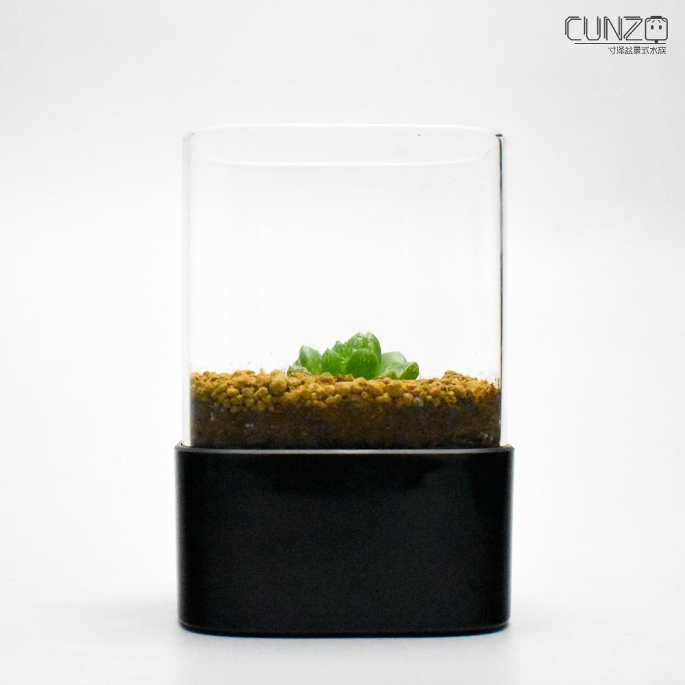 CUNZO寸泽/简约桌面多肉玻璃花盆/微景观方形造景花瓶/带孔带底座,淘宝优惠券,粉丝福利购,淘宝优惠卷