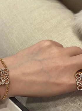 几何镂空金色戒指手链女时髦高级夸张戒指男女通用手环指环ins