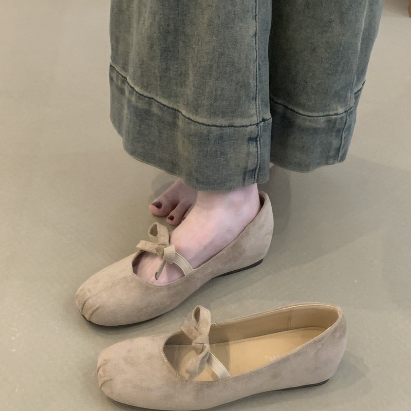 软底平底单鞋女鞋韩国温柔系仙女方头浅口蝴蝶结软软一字玛丽珍鞋,淘宝优惠券,粉丝福利购,淘宝优惠卷