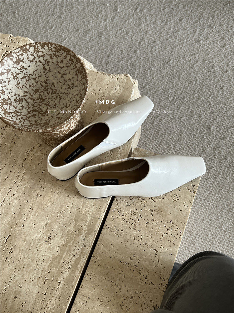 韩国chic单鞋女2023新款东大门复古方头深口一脚蹬通勤软皮小皮鞋,淘宝优惠券,粉丝福利购,淘宝优惠卷