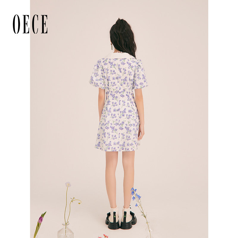 Oece气质碎花连衣裙春夏新款女装设计感小众裙子法式少女裙
