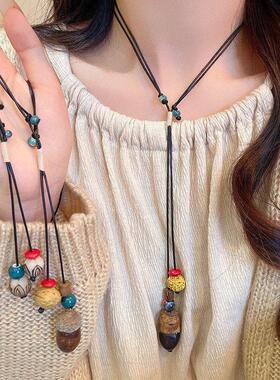 女吊坠链毛衣链设计感复古趣味