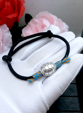 足银富甲天下原创编绳手链女12*15毫米999银龟甲红黑编绳情侣手链