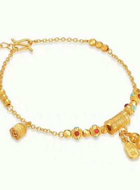 越南沙金珐琅转运珠纳福手链女镀金仿真金葫芦女士手链古法手链女