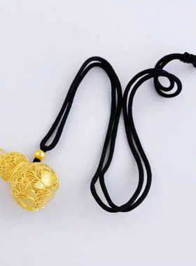 越南沙金花丝葫芦吊坠男女镀金古法镂空福禄双全莲花纳福葫芦吊坠