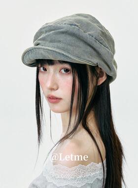 新款做旧牛仔堆堆报童帽子女复古韩版日系画家帽街头时尚鸭舌帽夏