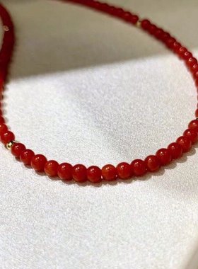 去有风的地方 吴倩同款 红色正品本命年小米珠圆珠项链女款