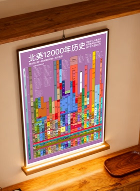 世界中华北美地区5000年时间轴装饰画客厅书房画框挂画东方美学