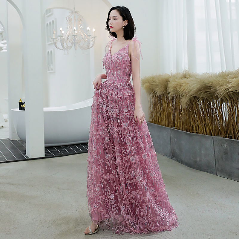 主持粉色吊带2020新款蓬蓬女晚礼服 豪满庭礼服/晚装