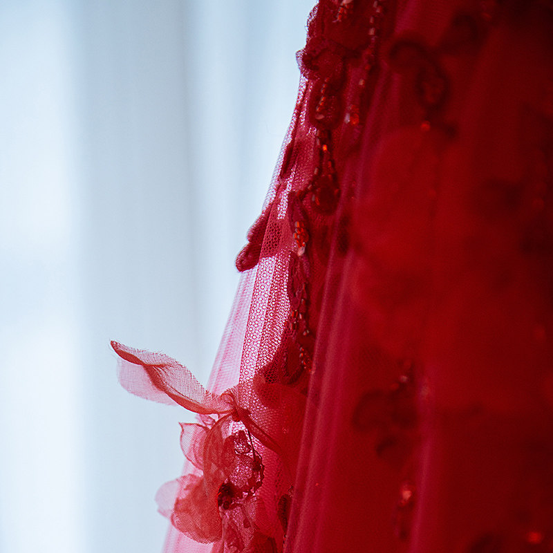 2020春夏新长款红色高贵小敬酒服 豪满庭礼服/晚装