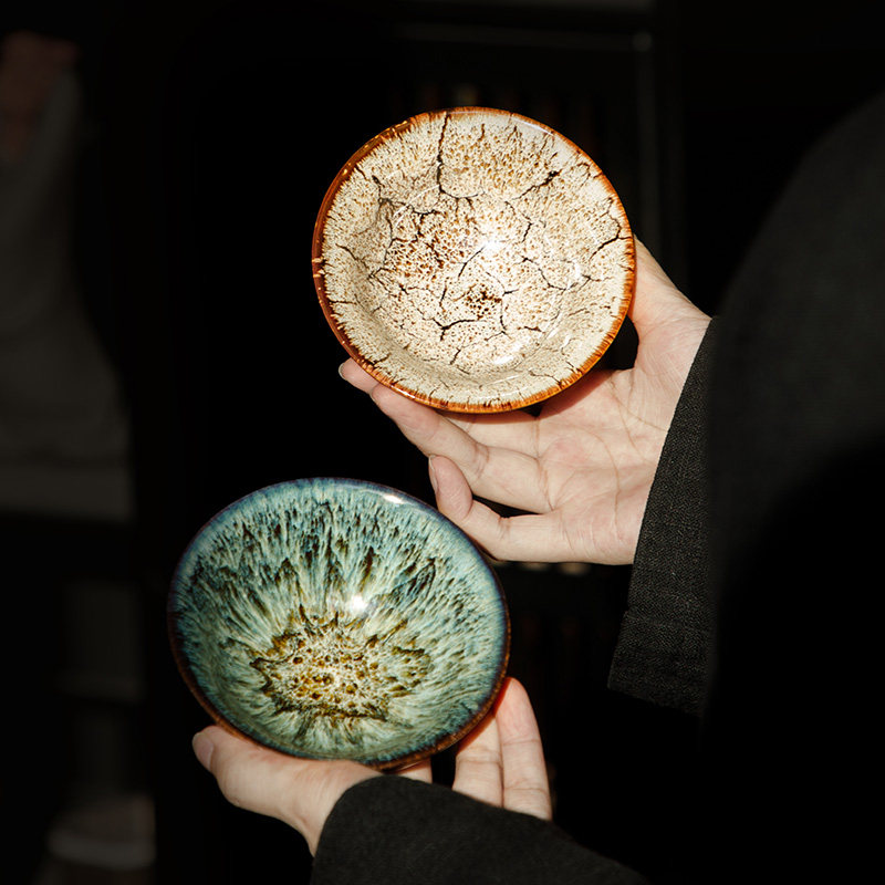 唐丰窑变建盏对杯套装2025款高端功夫茶杯主人杯茶盏敦煌茶具礼盒,淘宝优惠券,粉丝福利购,淘宝优惠卷