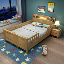 Childrens bed with guardrails full solid wood male girl bed 1 2 m small bed 1 5 m splicing single bed for elderly child bed