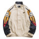 Stand-collar autumn loose colorblock jacket