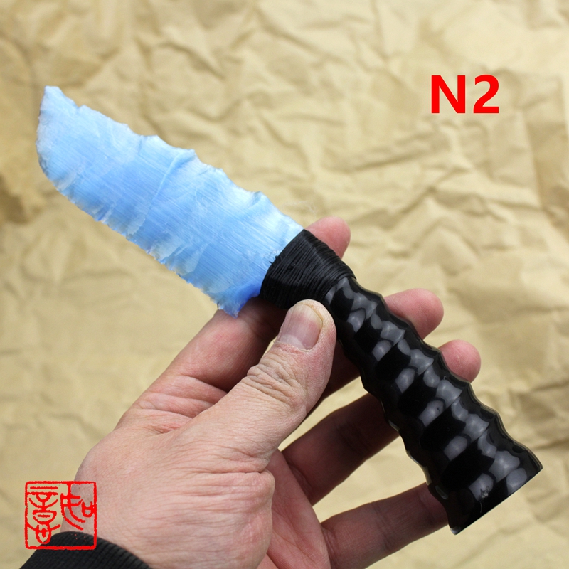 猫眼石羊角柄黑曜石箭头刀龙晶燧石刀矛箭簇车挂吊坠权利游戏石器 - 图3
