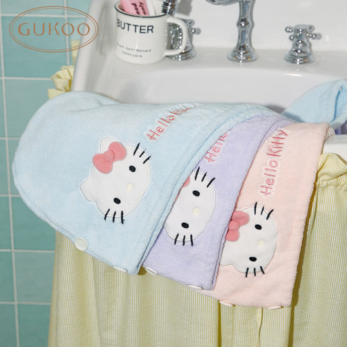 Gukoo/果壳女士干发帽hellokitty联名多色吸水洗头浴帽浴室浴裙 - 图3