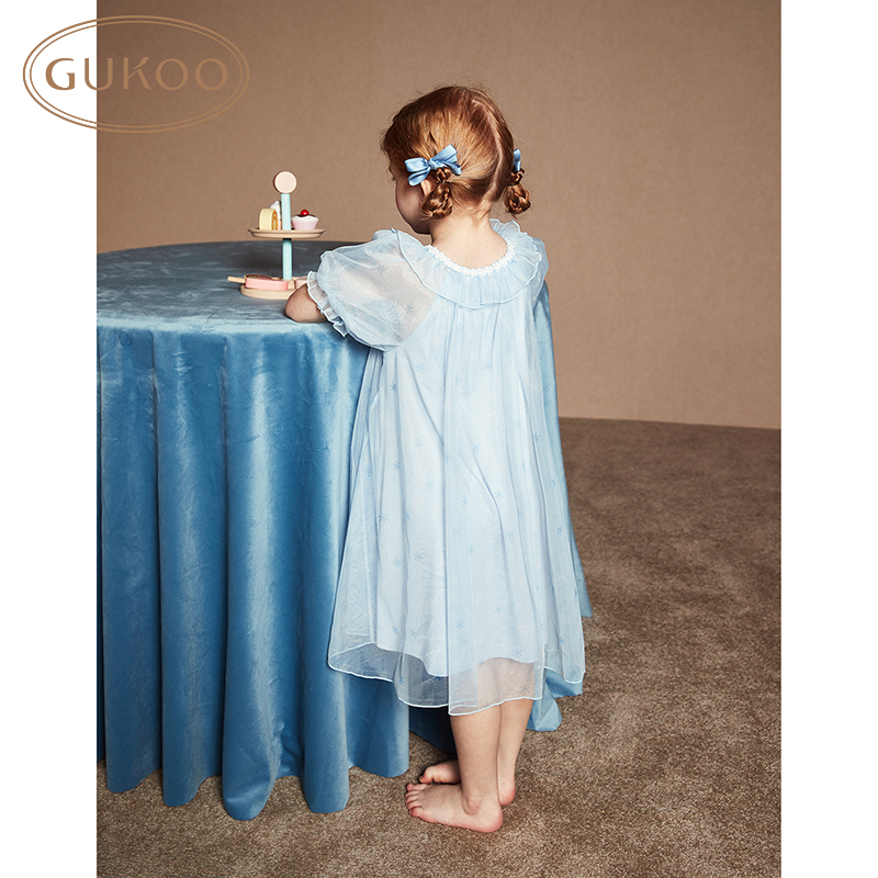 GUKOO/果壳夏季新款亲子系列公主睡裙甜美可爱女家居服套装可外穿 - 图1