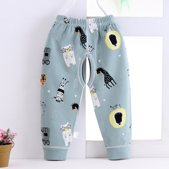 Baby pure cotton open crotch boneless sewn autumn pants spring and autumn cross-distance Class A infant and young children line pants