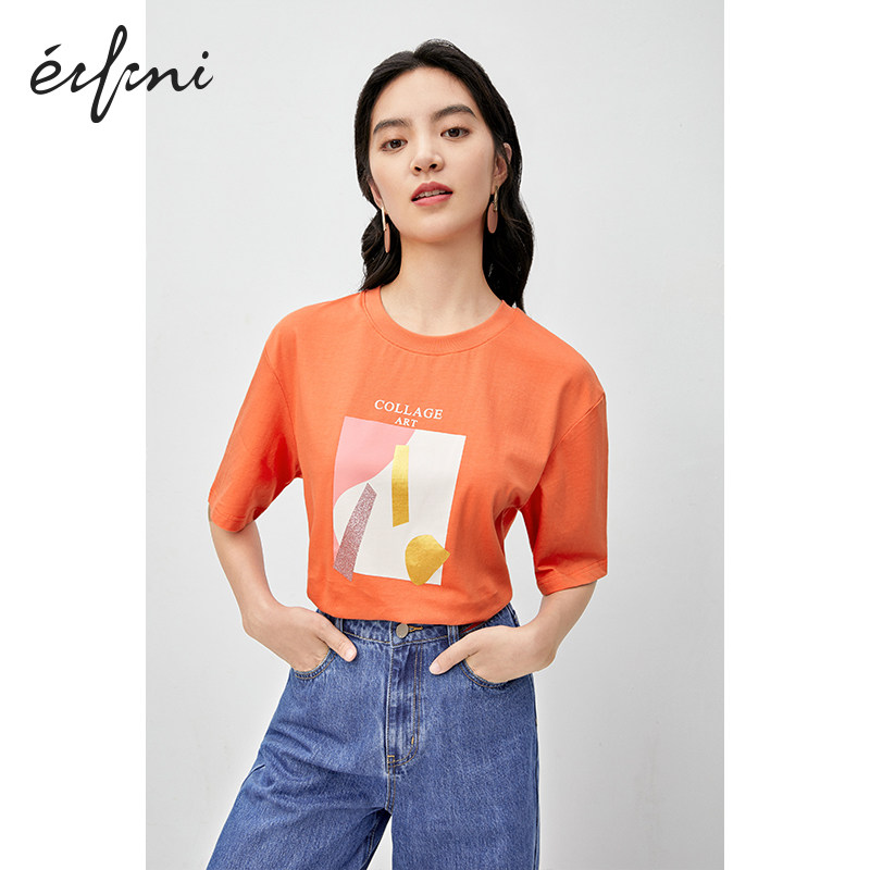 伊芙丽女2020新款秋装韩版宽松t恤 伊芙丽旗舰T恤