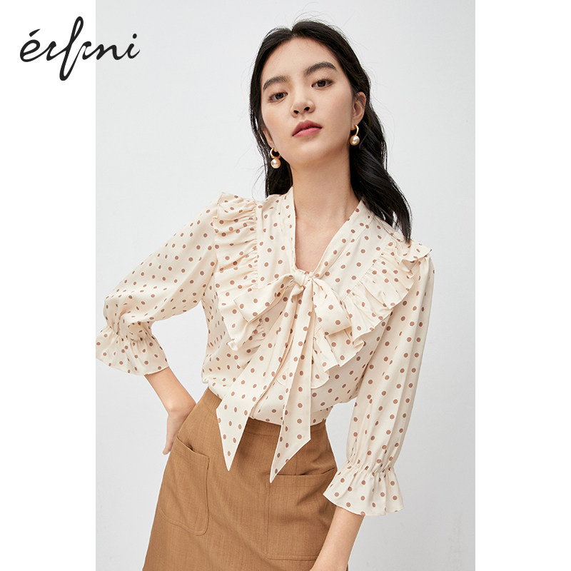 伊芙丽雪纺衫女2020新款韩版小上衣 伊芙丽旗舰蕾丝衫/雪纺衫