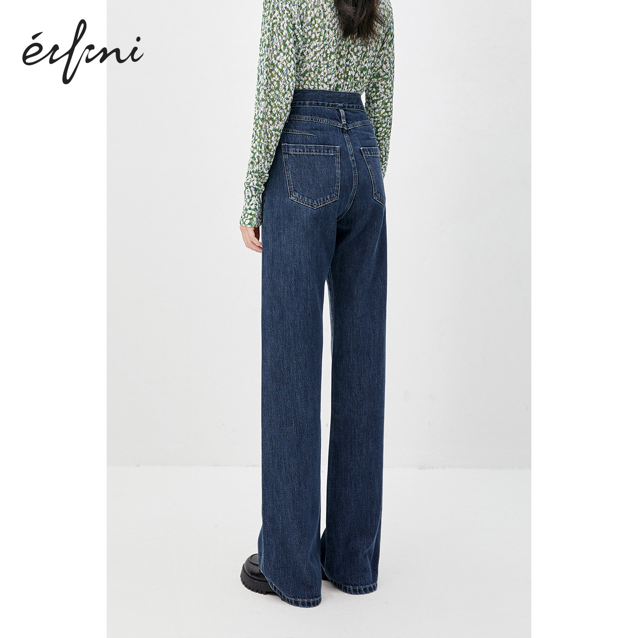 何穗同款伊芙丽阔腿2020年显瘦裤子 伊芙丽旗舰牛仔裤