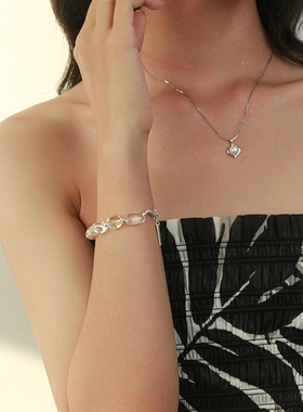 夏日白水晶纯银串珠手链