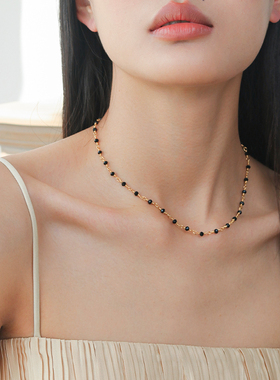 杨采钰同款黑晶尖石项链锁骨链