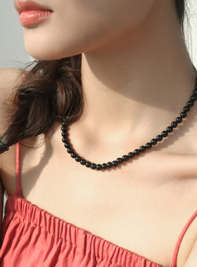 神秘感7A级天然黑玛瑙项链锁骨链