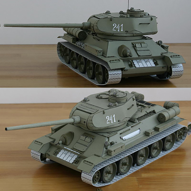 坦克世界1比25苏联T-34中型坦克纸模型T-34/85 modelik版 手工DIY - 图2