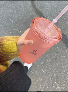 3CE粉色磨砂冷水杯可爱