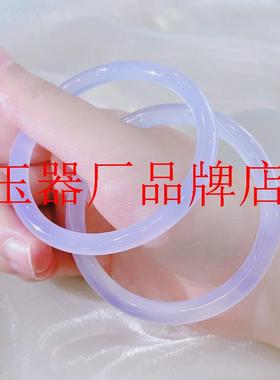 一步一响小清新浅紫色小圆条手镯芋泥啵啵叮当镯长春花色美人玉镯