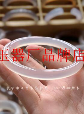 高冰种马料荔枝冻冰透美人条白月光玛瑙玉镯子冰种香槟金圆条女款