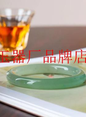 高端东陵玉手镯汉服油青显白玉镯送妈妈礼物绿色翡翠色胖圆条镯饰