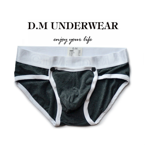 D.M男内裤低腰性感纯色三角棉质激凸青年运动纽扣欧美个性 可拆卸 - 图1