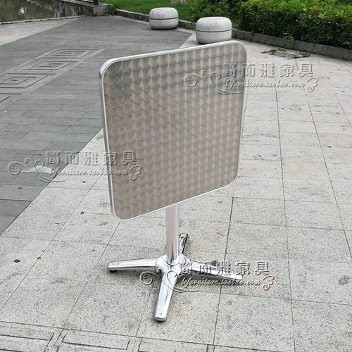 阳台不锈钢桌子折叠小圆台花园阳光房休闲折叠餐桌家用现代咖啡桌 - 图1