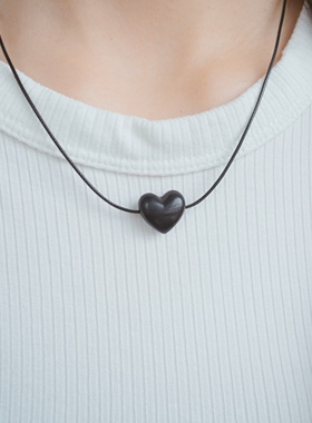 爱心项链檀木立体雕刻情侣520