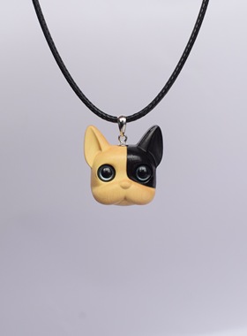 设计师小狗法斗呆萌原创吊坠项链