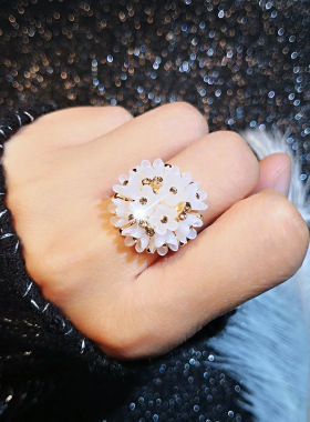 绣球花朵戒指气质甜美指环简约女小巧冷淡风彼岸花手饰满天星